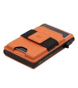 Porte-monnaie métallique MagSafe orange en cuir grainé plat