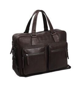 Misha - Sacoche pour ordinateur portable 17" en cuir, Braun