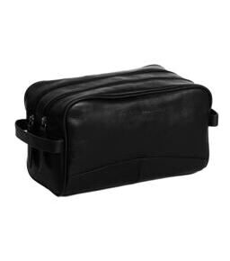 Stacey - Trousse de toilette en cuir, noir