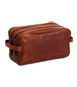 Stacey - Trousse de toilette en cuir, cognac