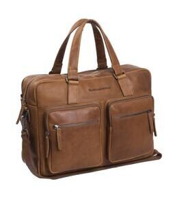 Misha - Sacoche pour ordinateur portable 17" en cuir, Cognac