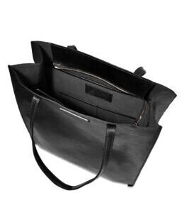 Mirra - Shopper Bag en cuir avec fermeture éclair, noir