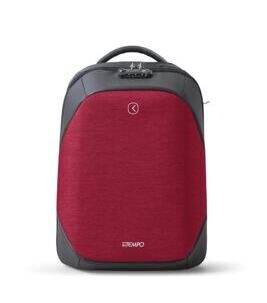 Tekniko BIG - Sac à dos avec serrure à combinaison, port USB et câble antivol en rouge