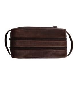 Stacey - Trousse de toilette en cuir, marron