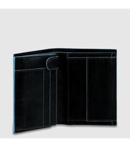 Porte-monnaie vertical pour homme avec compartiment pour la monnaie et les cartes de crédit, noir