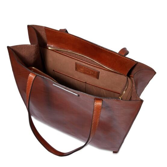 Mirra - Shopper Bag en cuir avec fermeture éclair, marron