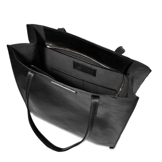 Mirra - Shopper Bag en cuir avec fermeture éclair, noir