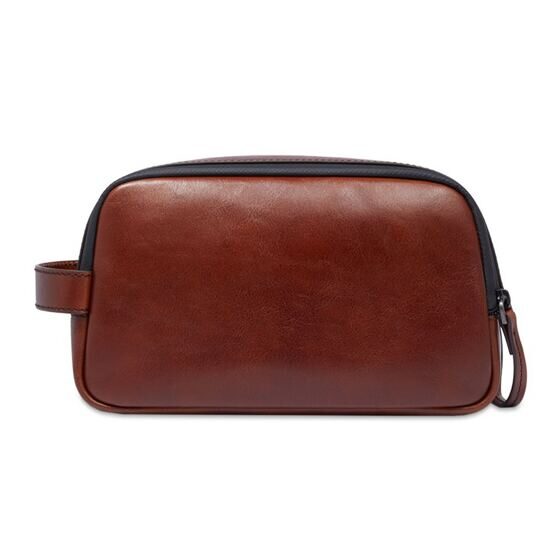 Damiano - Trousse de toilette en cuir, marron