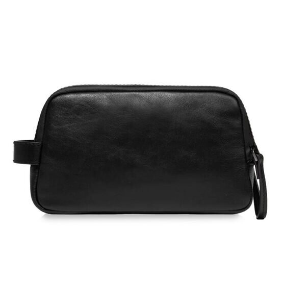 Damiano - Trousse de toilette en cuir, noir