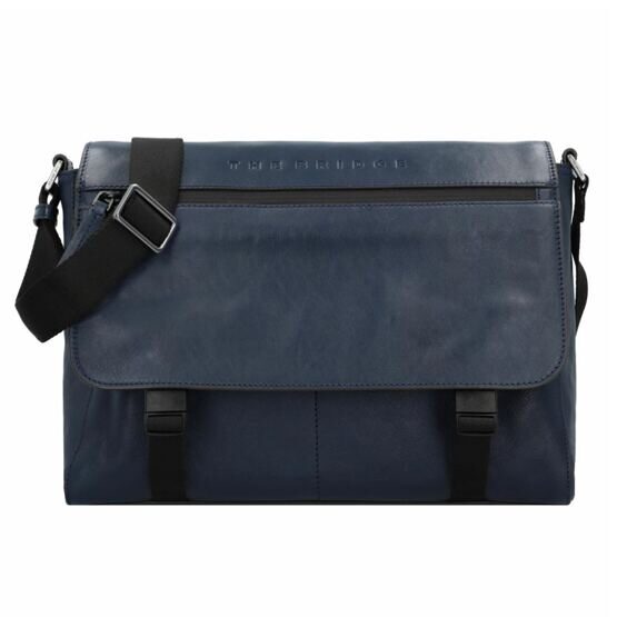 Damiano - Sac de coursier en cuir, bleu foncé