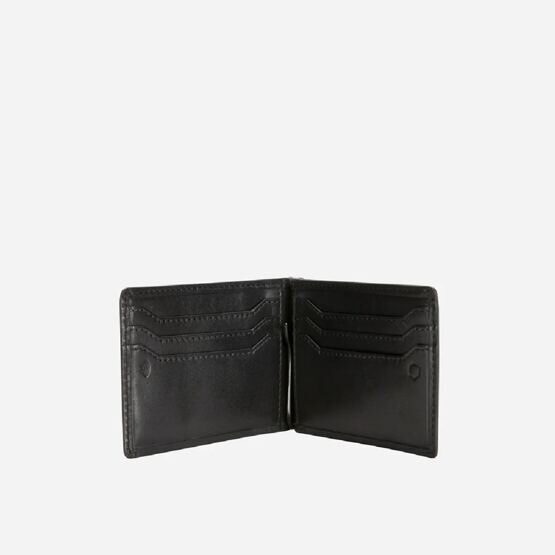 Leather Money Clip Wallet in Schwarz