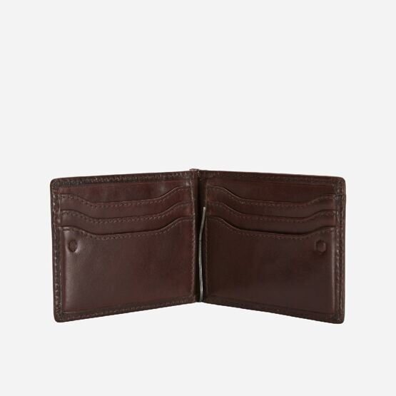 Leather Money Clip Wallet in Mocha