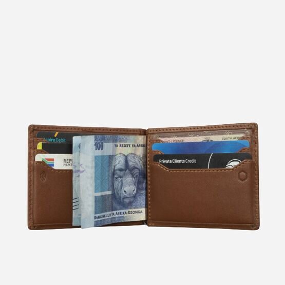 Leather Money Clip Wallet in Tan