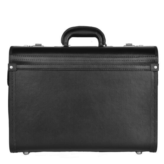 Pilot case 46cm de cuir de vachette fendue en noir