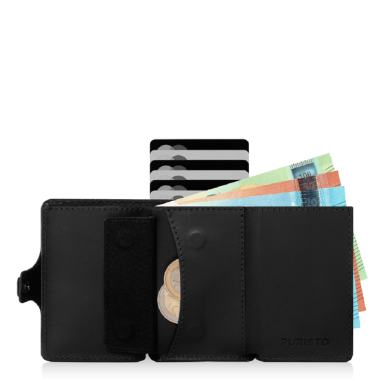 KLIK MAGNET Portefeuille Slim Noir 8 pièces