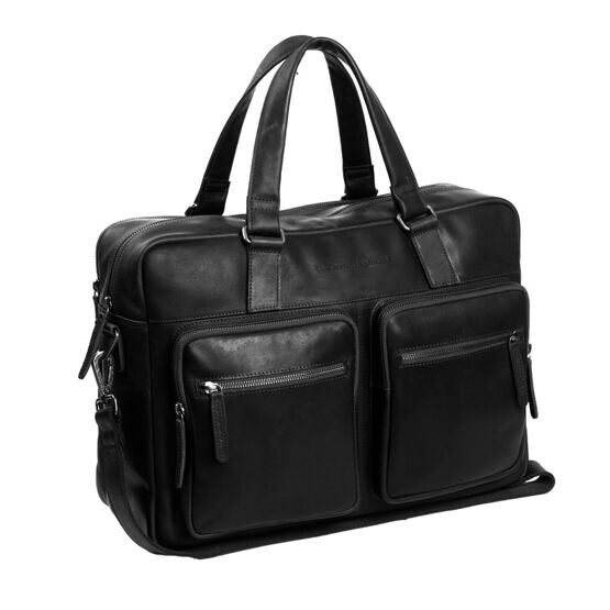 Misha - Sacoche pour ordinateur portable 17&quot; en cuir, noir