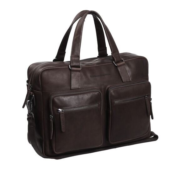 Misha - Sacoche pour ordinateur portable 17&quot; en cuir, Braun