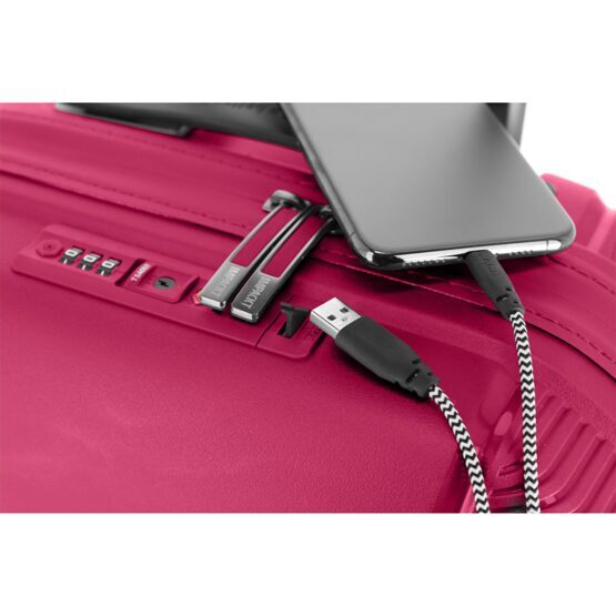 IP1 - Trolley S à 4 roues avec port USB, Flora Pink