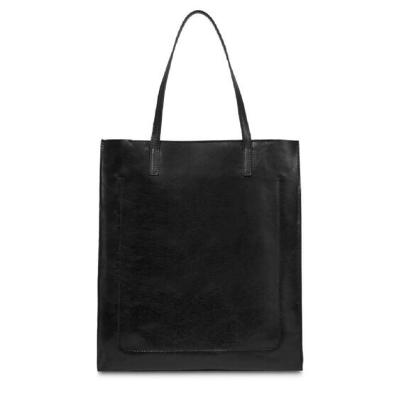 Mirra - Shopper Bag en cuir avec fermeture éclair, noir