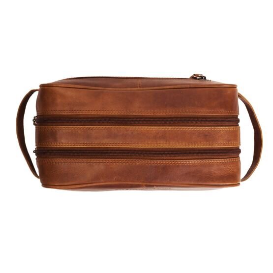 Stacey - Trousse de toilette en cuir, cognac