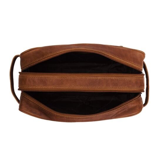 Stefan - Trousse de toilette en cuir, cognac