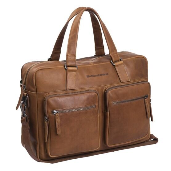 Misha - Sacoche pour ordinateur portable 17&quot; en cuir, Cognac