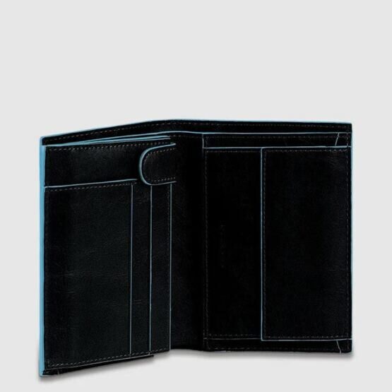 Porte-monnaie vertical pour homme avec compartiment pour la monnaie et les cartes de crédit, noir