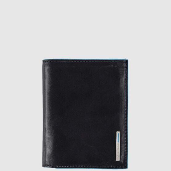 Porte-monnaie vertical pour homme avec compartiment pour la monnaie et les cartes de crédit, noir