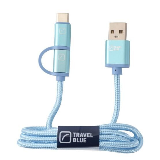 câble de charge 2 en 1 en bleu