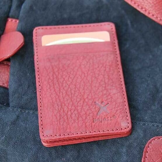 Porte-cartes de crédit en cuir rouge rubis