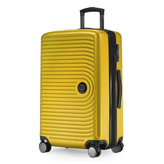 Milieu - Valise de taille moyenne, coque rigide, jaune