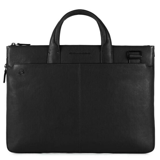 Black Square - Schmale Laptoptasche mit IPad-Fach in Schwarz