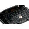 Cavare - Portefeuille Magic avec porte-monnaie en cuir grainé Croc Black 6